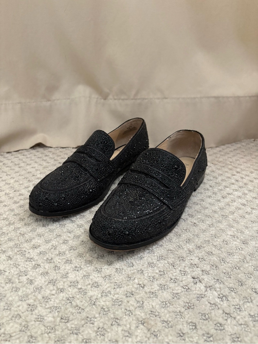 Black Crystal-Embellished Men's Loafers